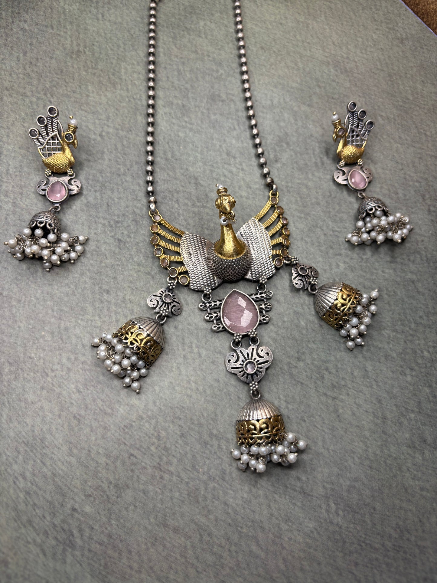 Dual Tone Silver Replica With Peacock motif