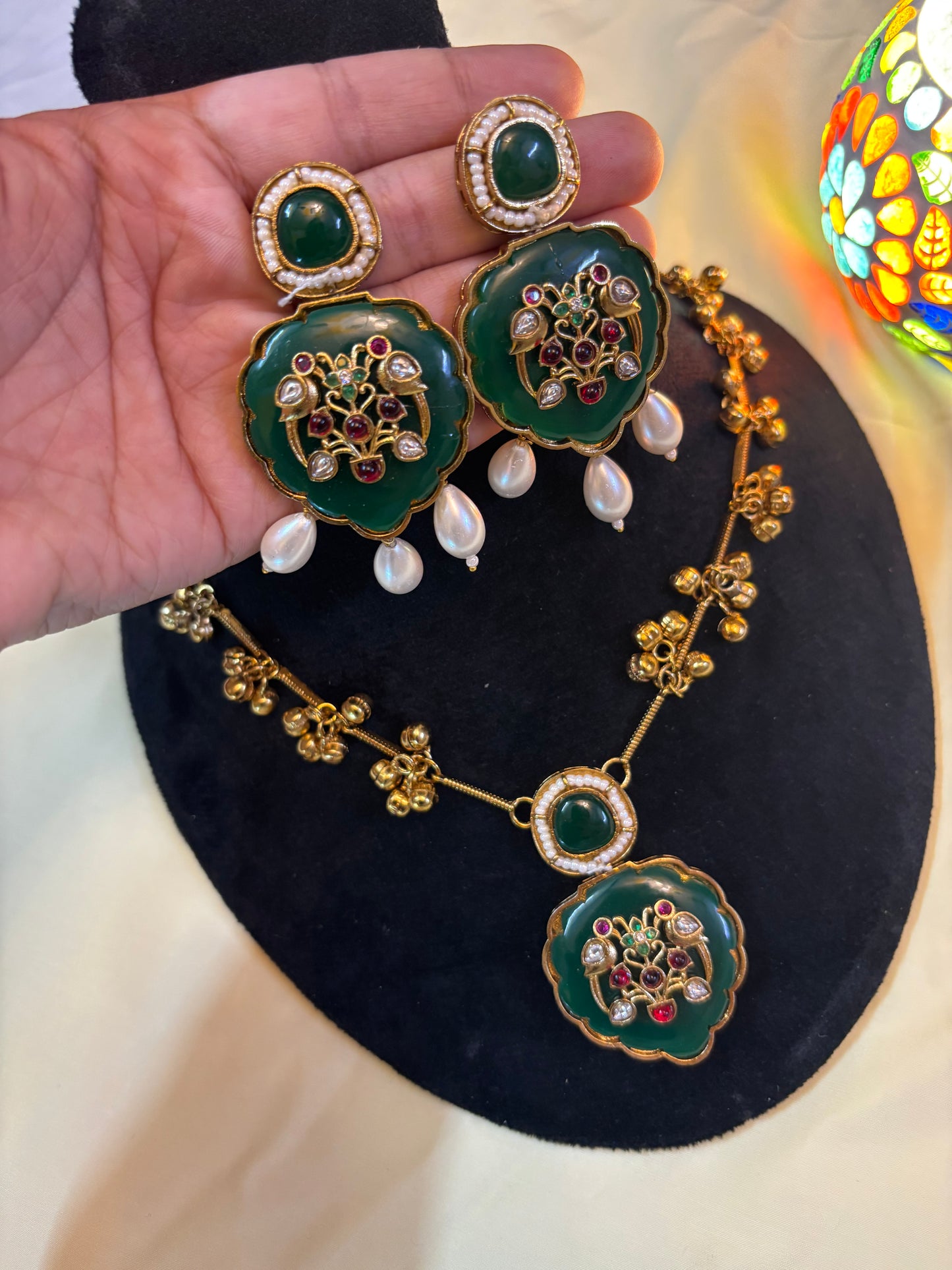 Emerald Bloom Kundan Set
