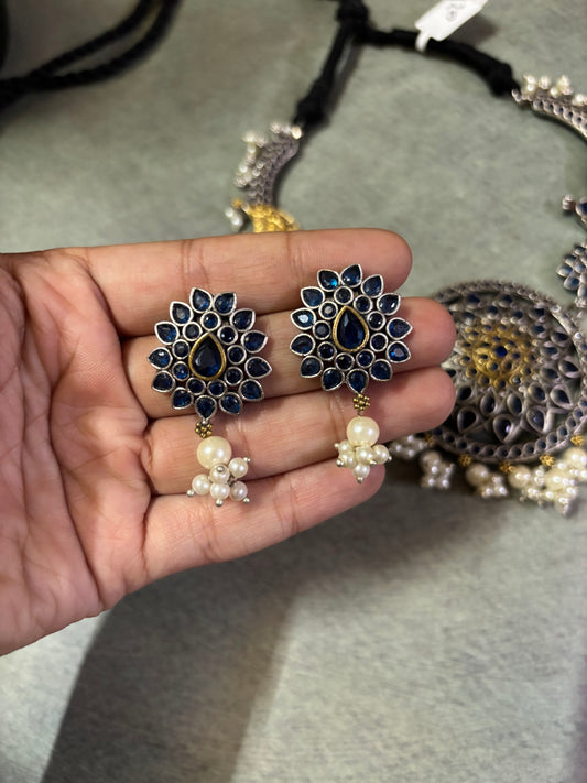 Blue Silver Replica - Hasli cum necklace - A Touch of Royal Grandeur