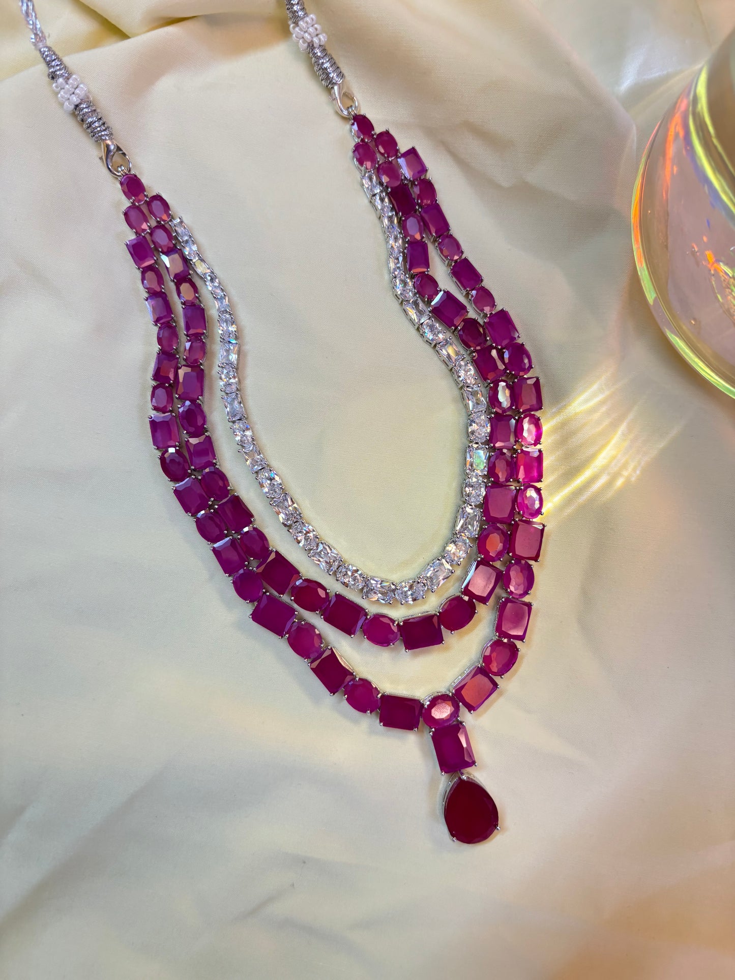 Ruby Radiance 3-Layer Necklace Set