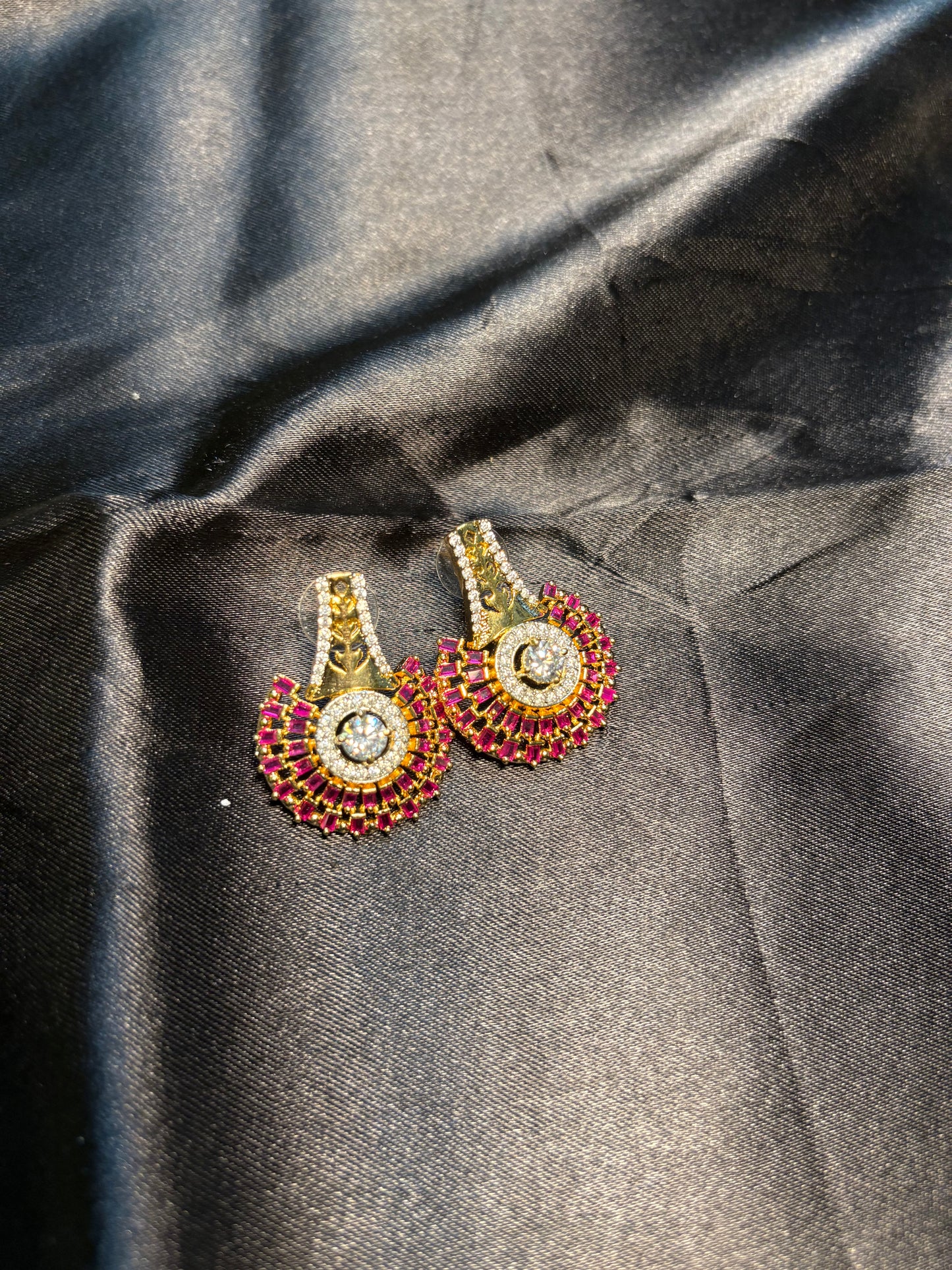 Hasli cum necklace - Ruby Radiance CZ Choker Set with Matching Earrings