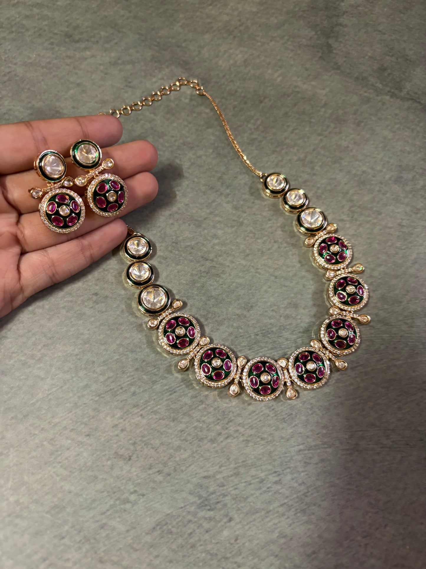 Rajwada Meenakari Kundan Polki Necklace