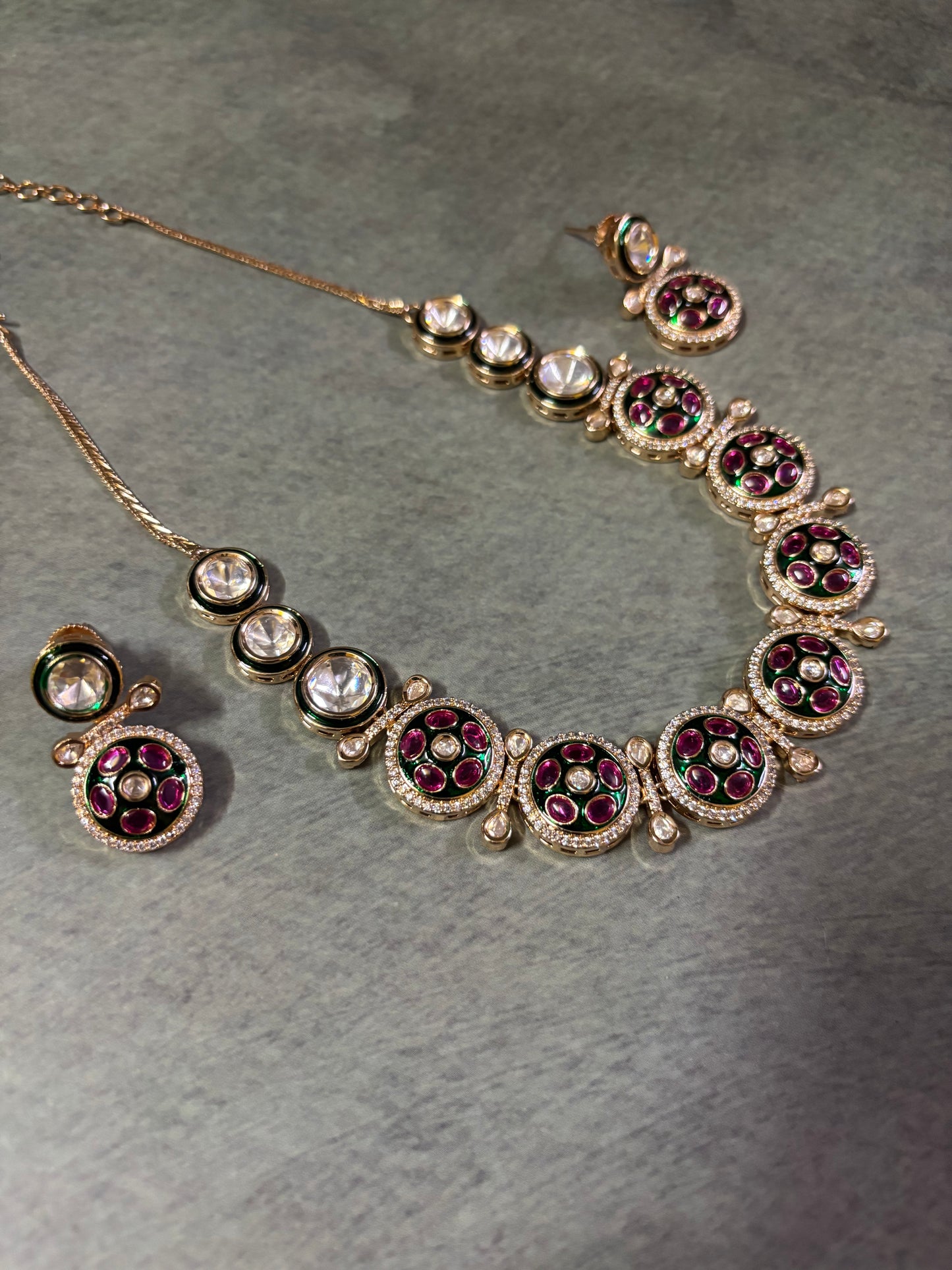 Rajwada Meenakari Kundan Polki Necklace