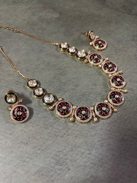 Rajwada Meenakari Kundan Polki Necklace