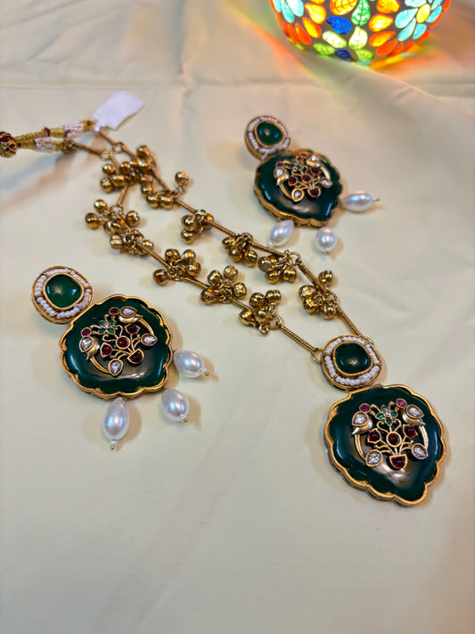 Emerald Bloom Kundan Set