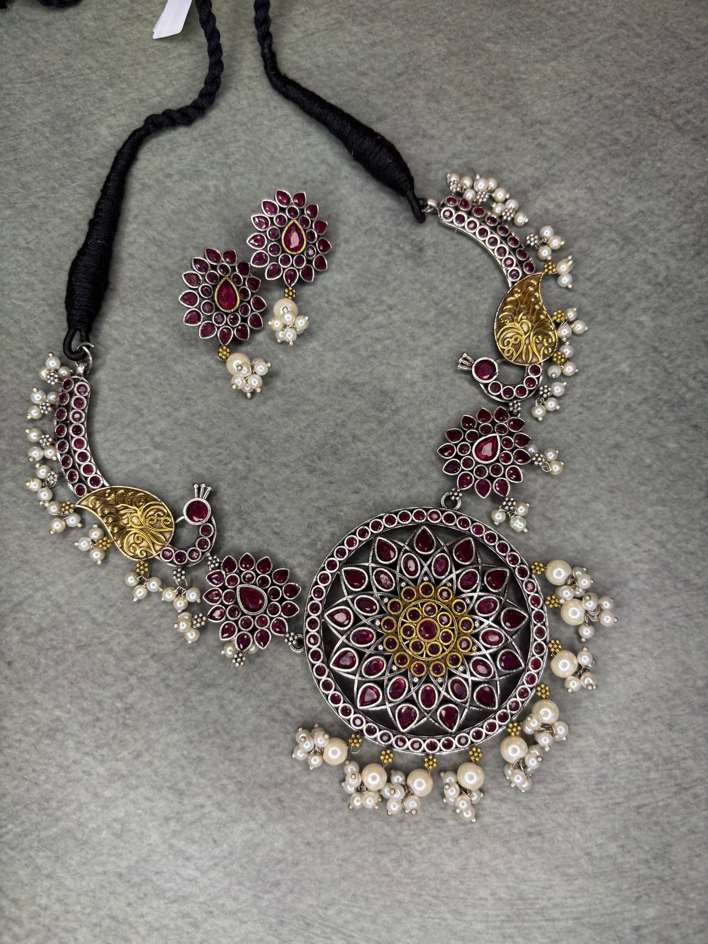 Red Silver Replica - Hasli cum necklace - A Touch of Royal Grandeur