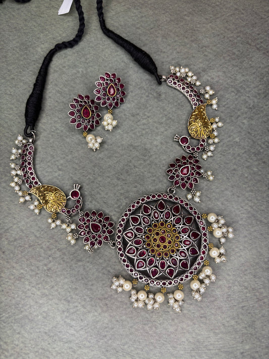 Red Silver Replica - Hasli cum necklace - A Touch of Royal Grandeur