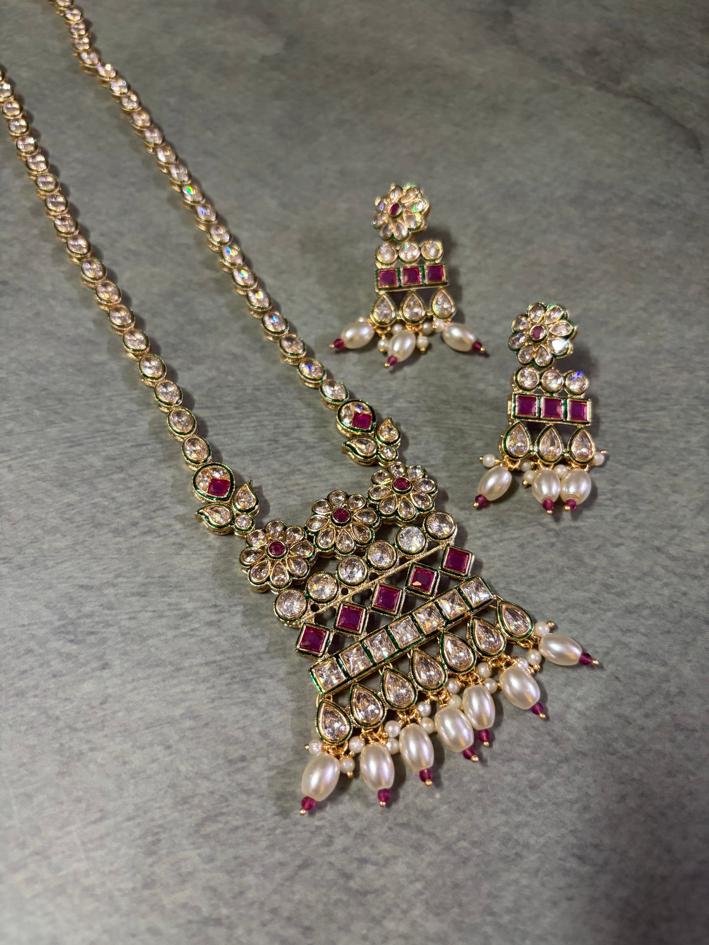 Long Regal Kundan and Pearl-heritage Necklace