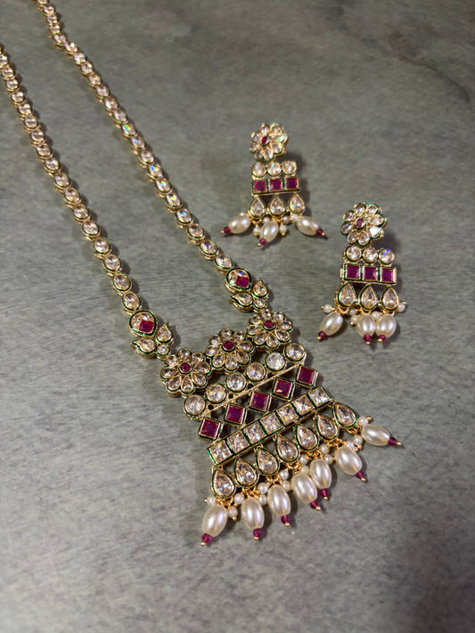 Long Regal Kundan and Pearl-heritage Necklace