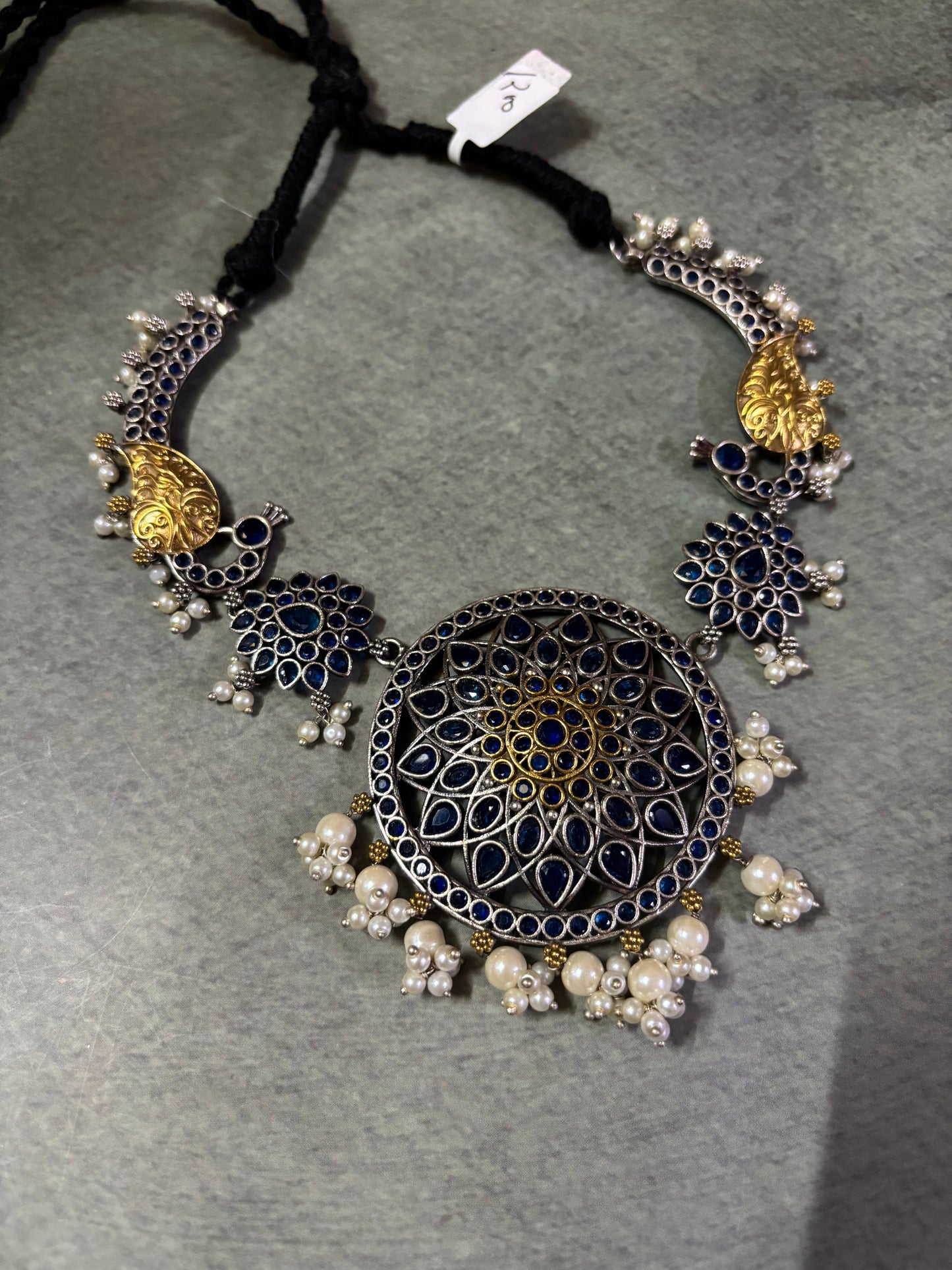 Blue Silver Replica - Hasli cum necklace - A Touch of Royal Grandeur