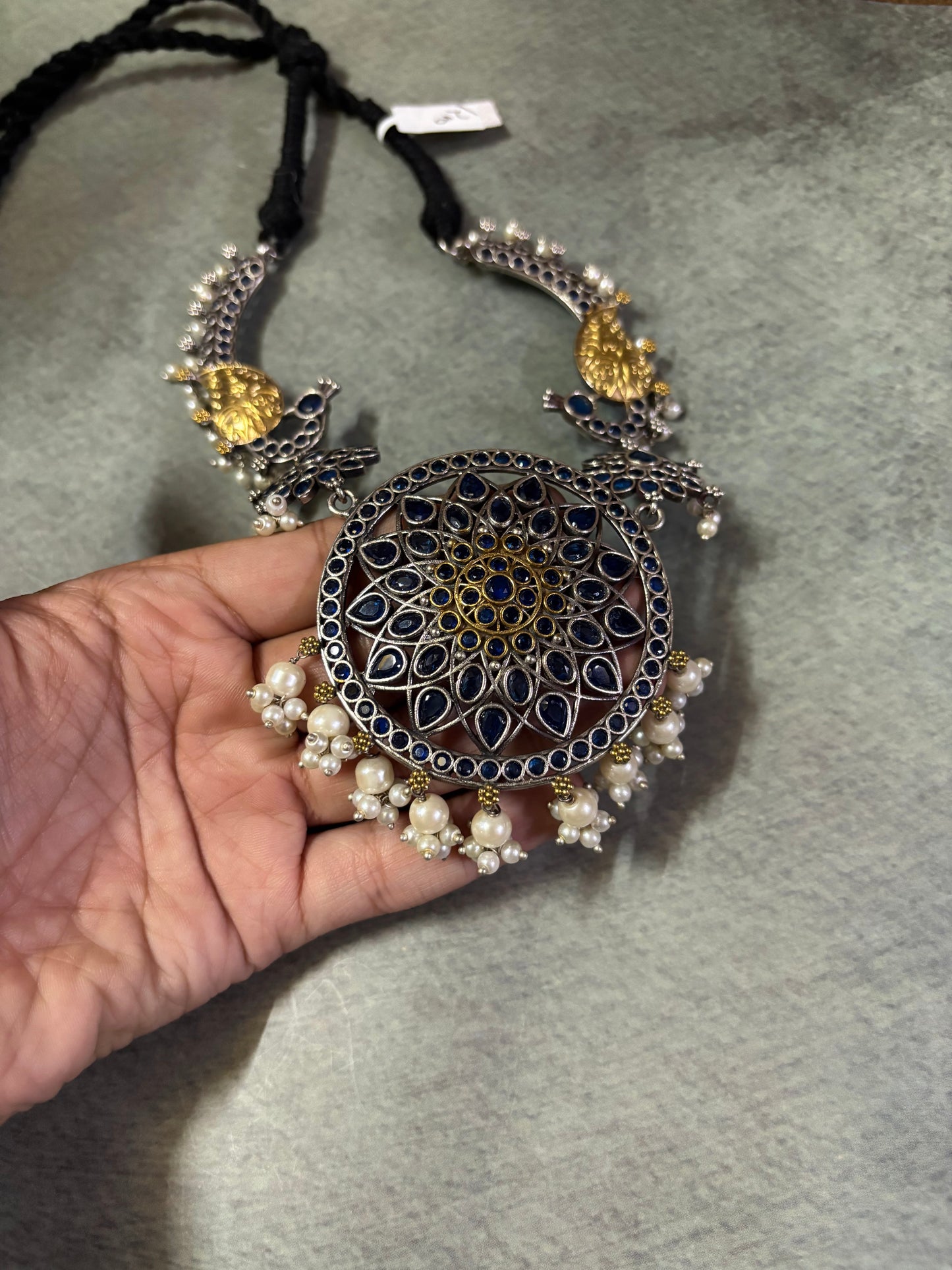 Blue Silver Replica - Hasli cum necklace - A Touch of Royal Grandeur