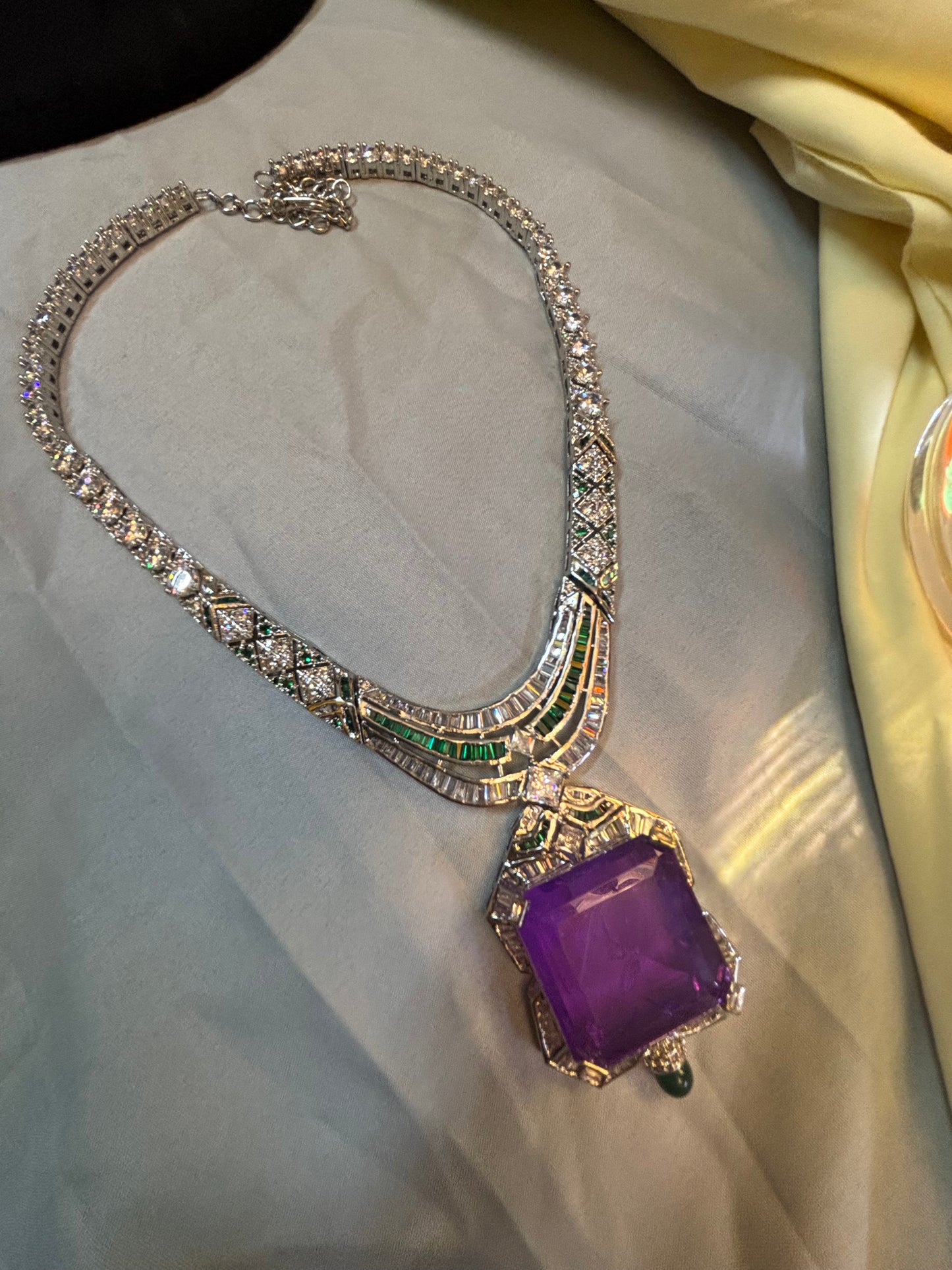 Royal Amethyst Stone Mid-Length Necklace Set