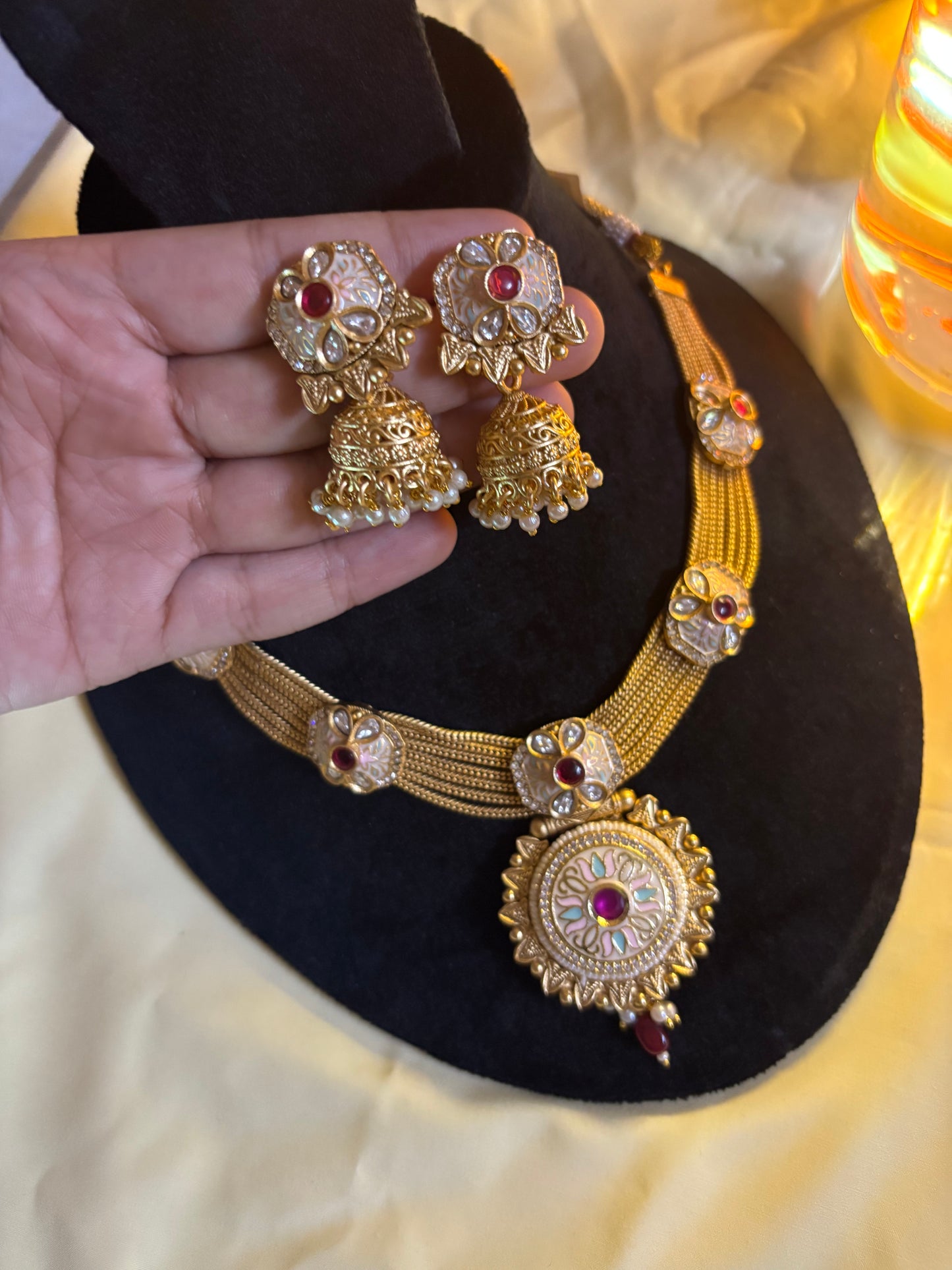 Royal Temple Nakshi Bridal Set – Antique Gold Finish