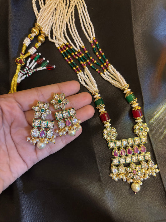 Classic Polki Pearl beaded Necklace Set