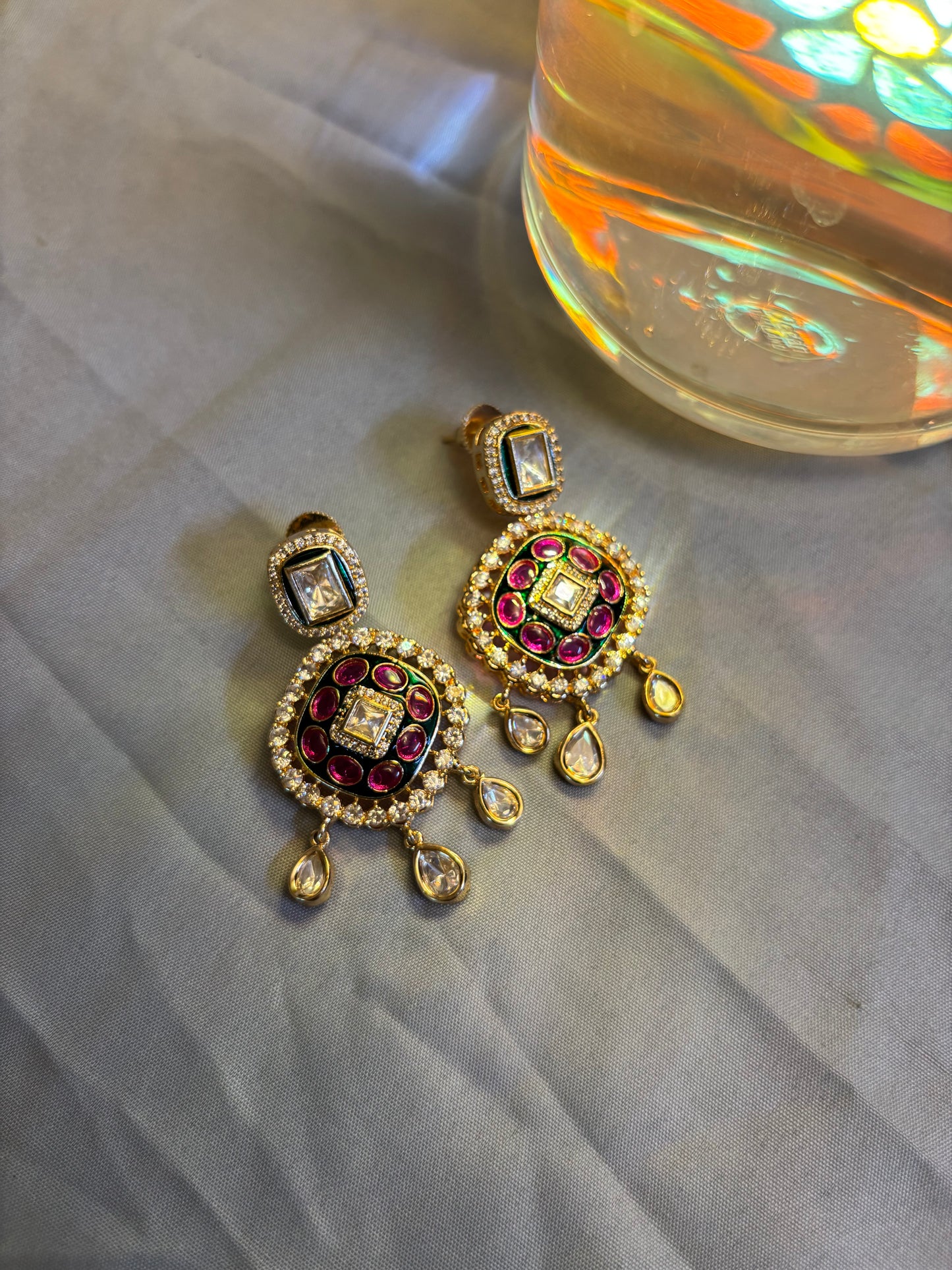Tyani Kundan Ruby & Emerald Meenakari Set