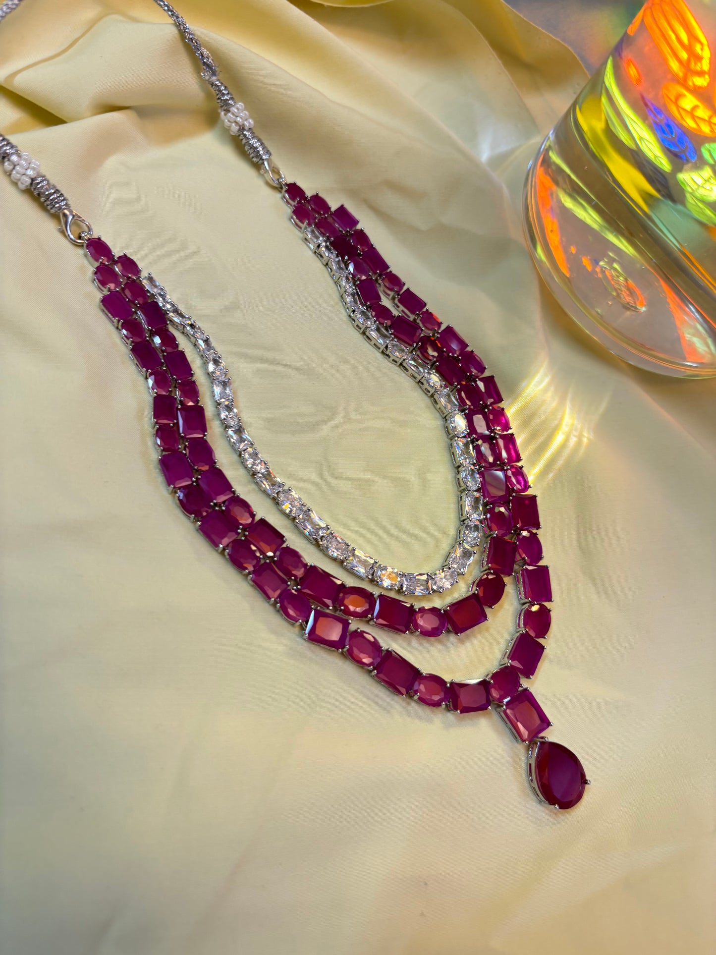 Ruby Radiance 3-Layer Necklace Set