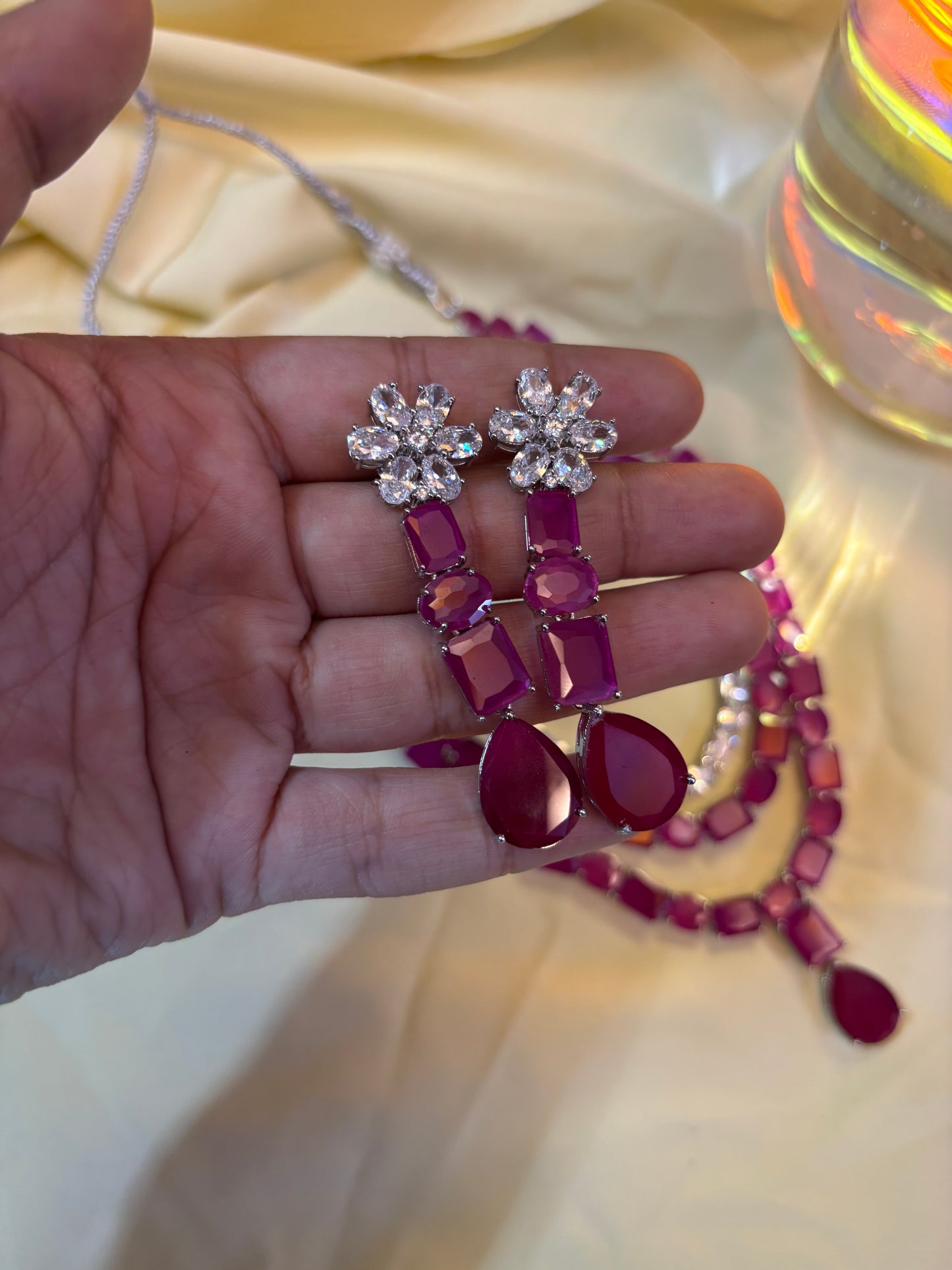 Ruby Radiance 3-Layer Necklace Set